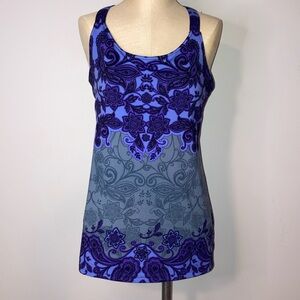 ATHLETA Tank with Built-in Bra  Size Medium purple black and gray paisley